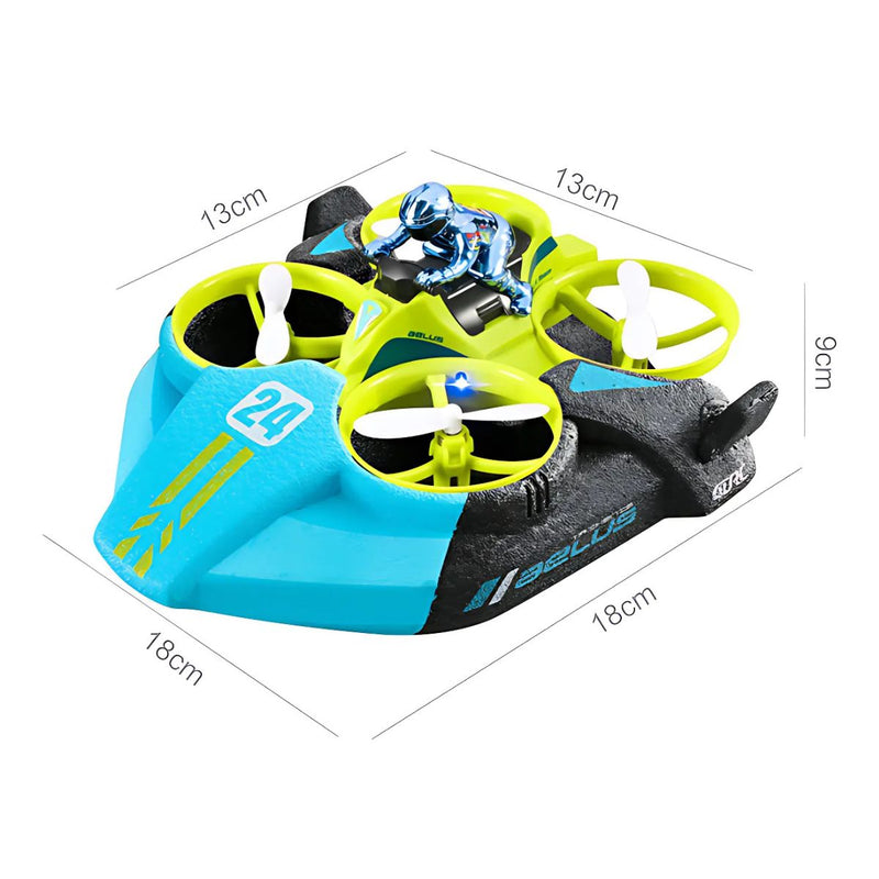 Juguete 3 en 1 para Niños con Control Remoto: Auto, Dron Volador y Lancha Acuática.