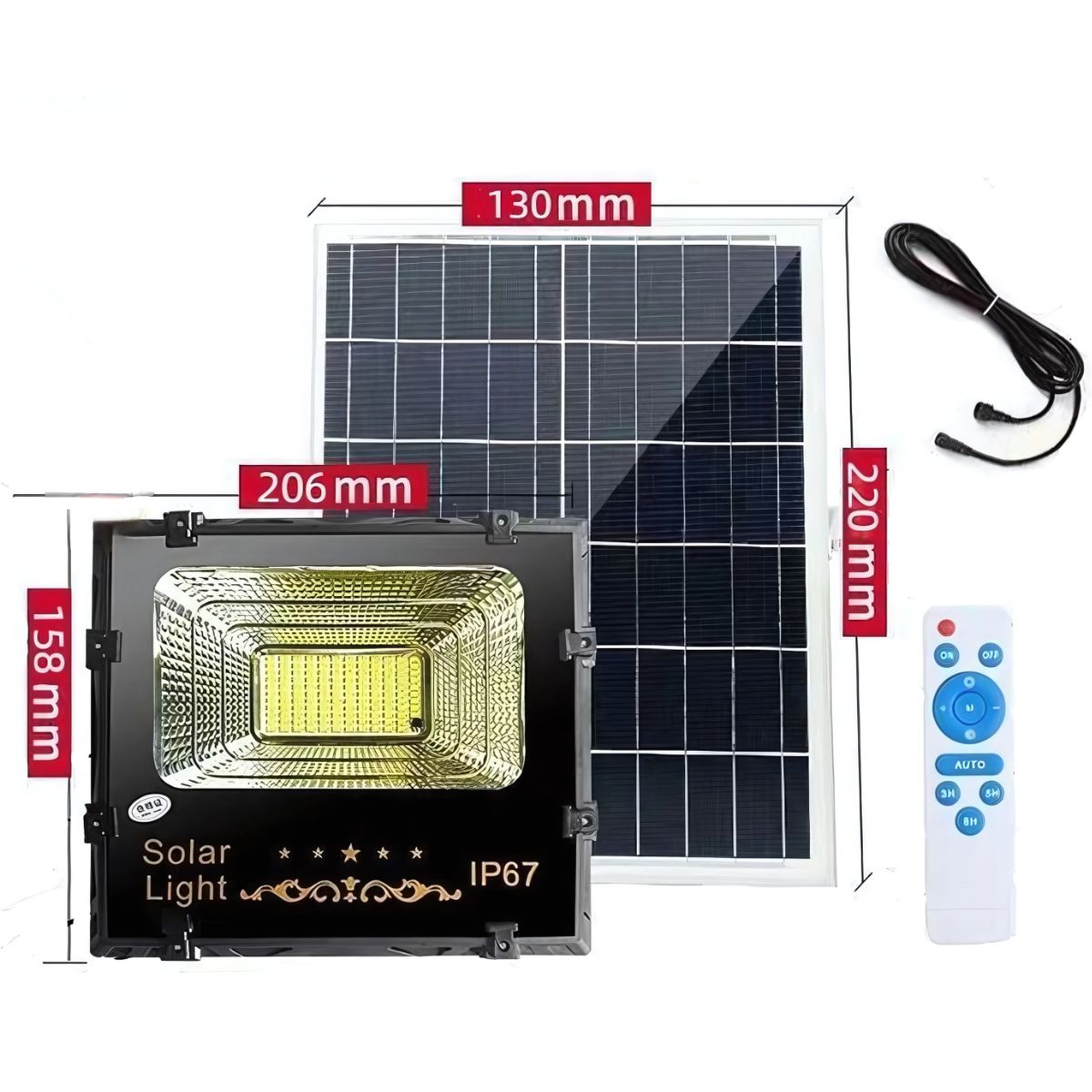 Reflector LED con Panel Solar con Alcance de 100 m². Luz LED IP67. Duración de 5 a 20 horas.