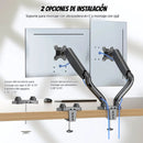 Soporte de Monitor Doble. Brazo Ergonómico para Pantallas de hasta 27” con Montaje de Escritorio. Ideal para Oficina y Gaming.