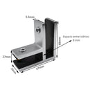 Abrazadera Doble en Ángulo de 90° para Vidrio. Acero Inoxidable 304 Negro Reforzado. Para Vidrios de 10 a 13.5 mm. Conector Esquinero.