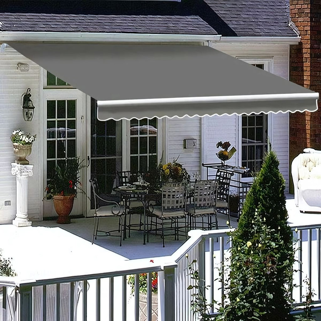 Toldo Retráctil Manual 4 X 3M. Tolda Gazebo Color Gris. Carpa Impermea