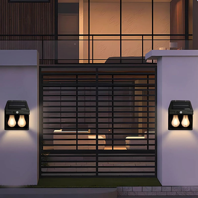 Lámpara LED de Pared de 2 Bombillos con Panel Solar. Luz LED con Sensor de Movimiento. Luces de 5.5V 2W con Duración de Hasta 10 Horas.