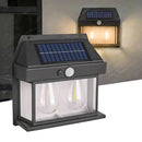 Lámpara LED de Pared de 2 Bombillos con Panel Solar. Luz LED con Sensor de Movimiento. Luces de 5.5V 2W con Duración de Hasta 10 Horas.