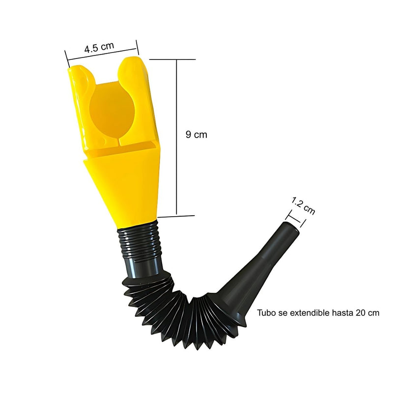 Embudo Flexible de Plástico con Manguera y Boquilla. Para Combustibles, Aceites y Relleno de Botellas o Garrafas sin Derrames.