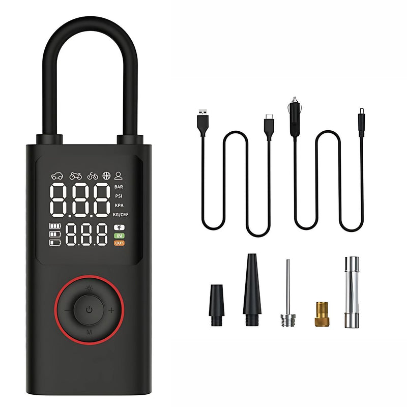 Inflador De Llantas Digital Portátil. 2000Mah. Compresor De Neumáticos 5V Con Luz LED Integrada.