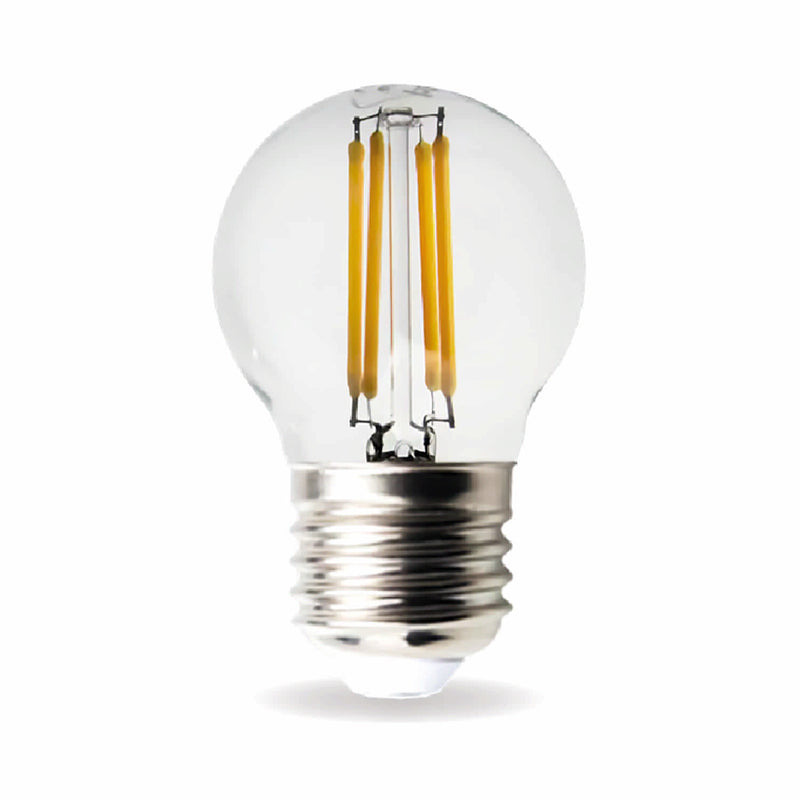 Bombillo Filamento LED G45 E27 4W 2700K - Luz Cálida CRI>80, Encendido Inmediato, 450 lm,Transparente. Foco