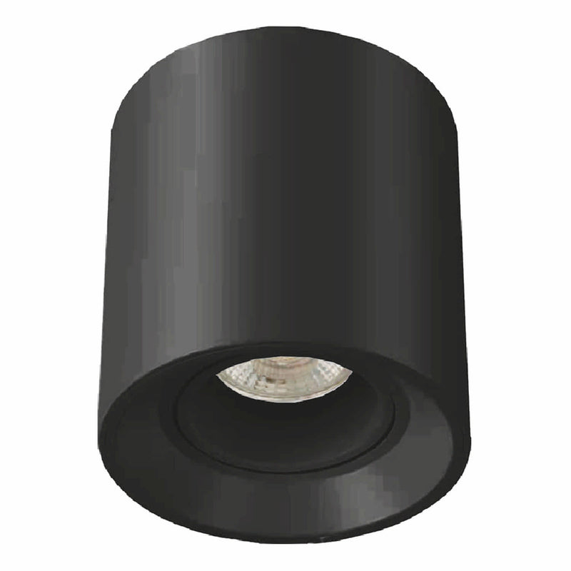 Lámpara de Techo Negra PC 1XGU10 Superficie Ajustable . Diseño Simple. Ideal interiores. Foco cilindrico ajustable.