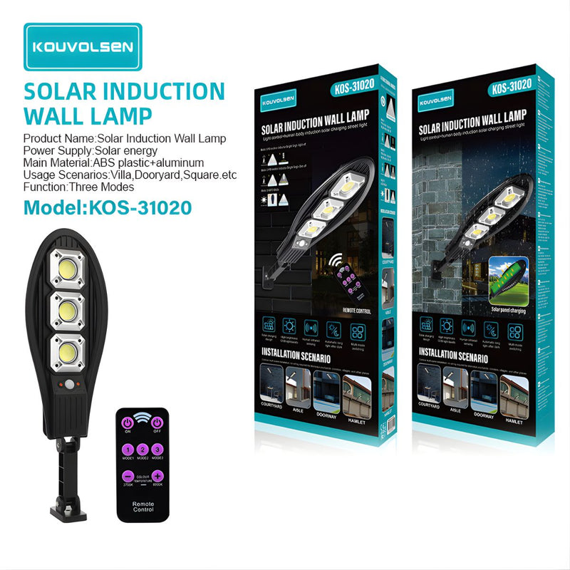 Lámpara Solar LED Para Exterior Con Sensor De Movimiento. Foco De Pared Con Luz Cálida Y Fría, Control Remoto Y Panel Solar.