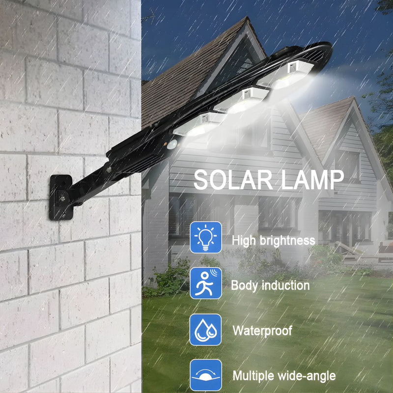 Lámpara Solar LED Para Exterior Con Sensor De Movimiento. Foco De Pared Con Luz Cálida Y Fría, Control Remoto Y Panel Solar.