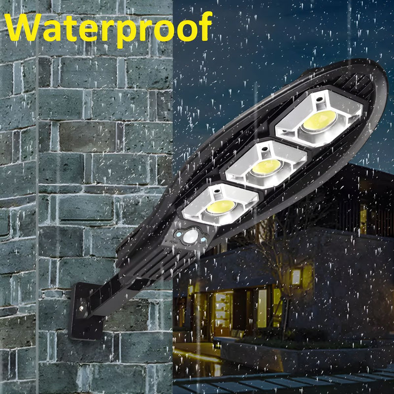 Lámpara Solar LED Para Exterior Con Sensor De Movimiento. Foco De Pared Con Luz Cálida Y Fría, Control Remoto Y Panel Solar.