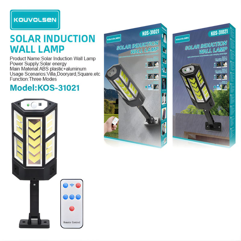 Lámpara Solar LED Para Exterior Con Sensor De Movimiento. Foco De Pared Con Control Remoto Y Panel Solar IP67. Luz Cálida Y Fría.