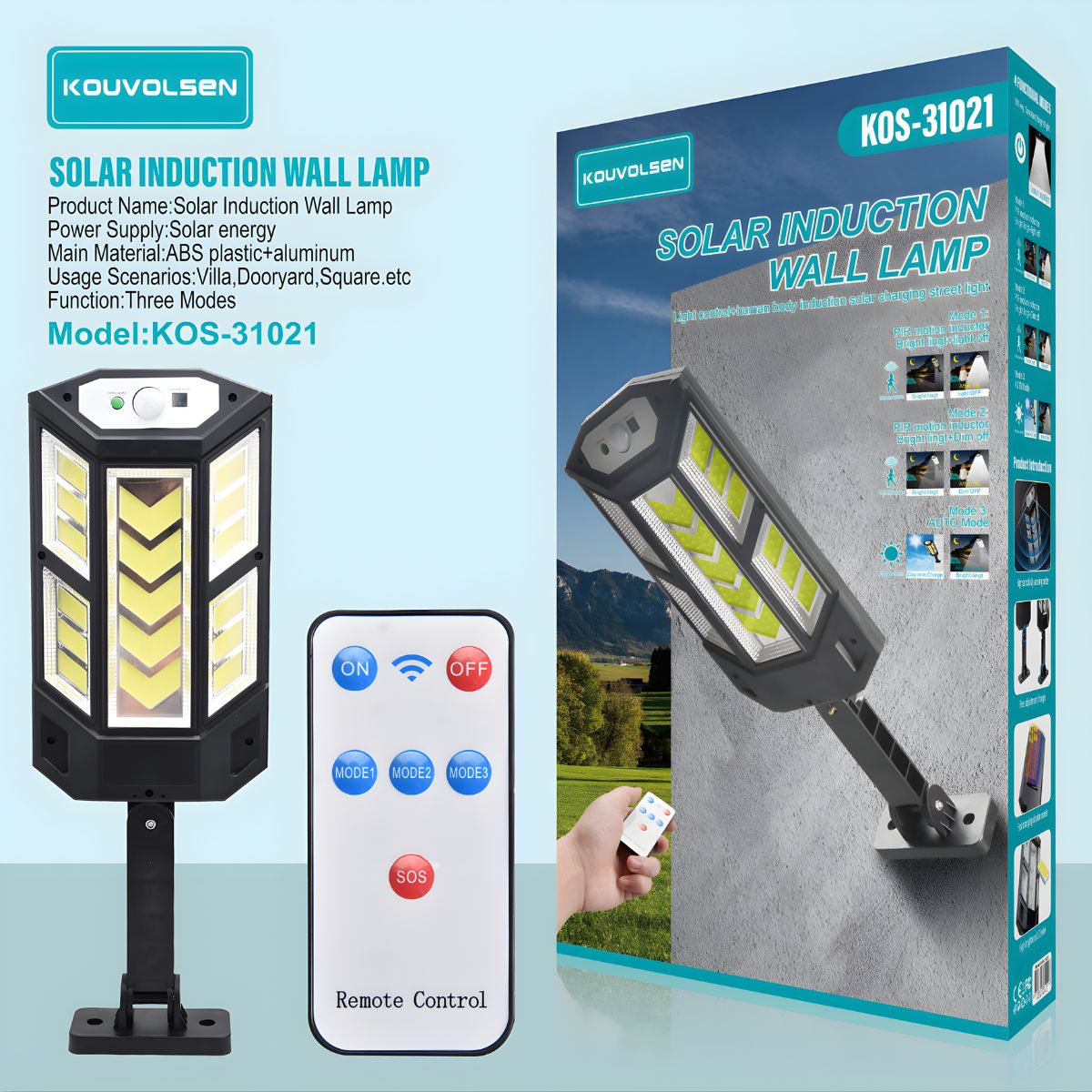 Lámpara Solar LED Para Exterior Con Sensor De Movimiento. Foco De Pared Con Control Remoto Y Panel Solar IP67. Luz Cálida Y Fría.