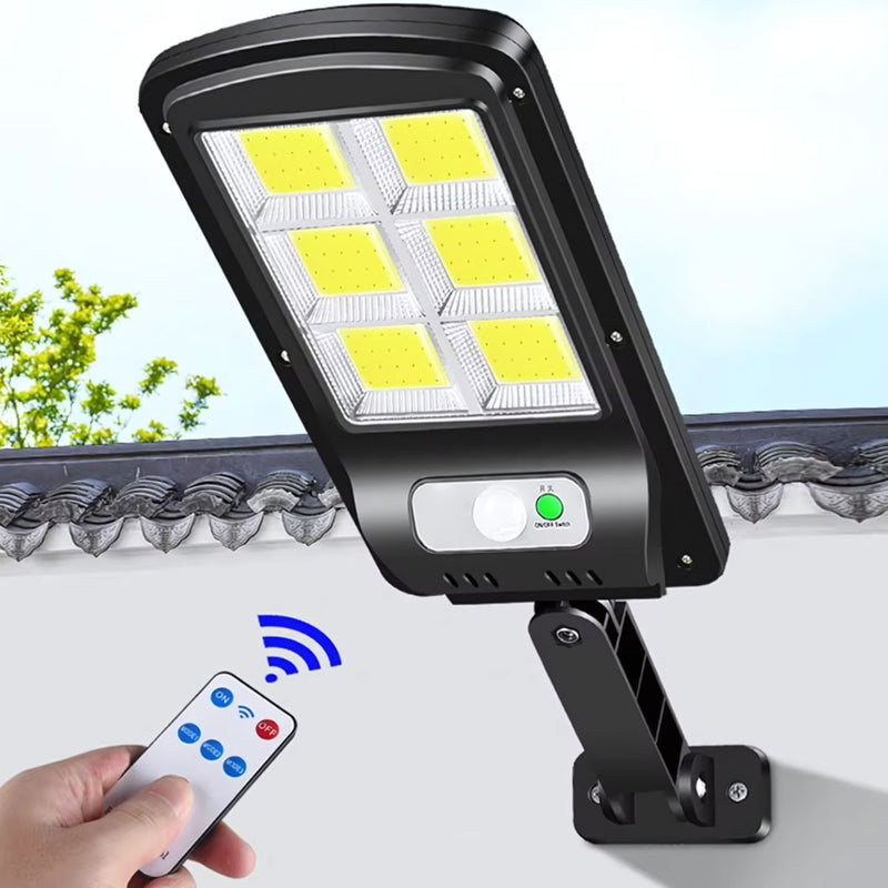 Lámpara Solar LED de Pared con Sensor de Movimiento y Control Remoto. 3 modos de Iluminación. Foco Luz Exterior Impermeable.