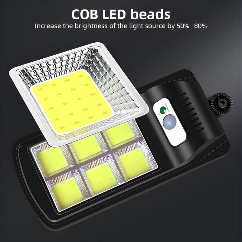 Lámpara Solar LED de Pared con Sensor de Movimiento y Control Remoto. 3 modos de Iluminación. Foco Luz Exterior Impermeable.