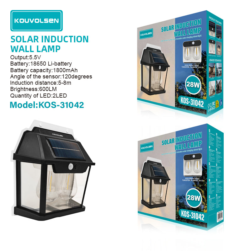 Lámpara Solar LED De Pared Con Sensor De Movimiento. Luz Exterior de  600 Lúmenes. 3 Niveles De Brillo.