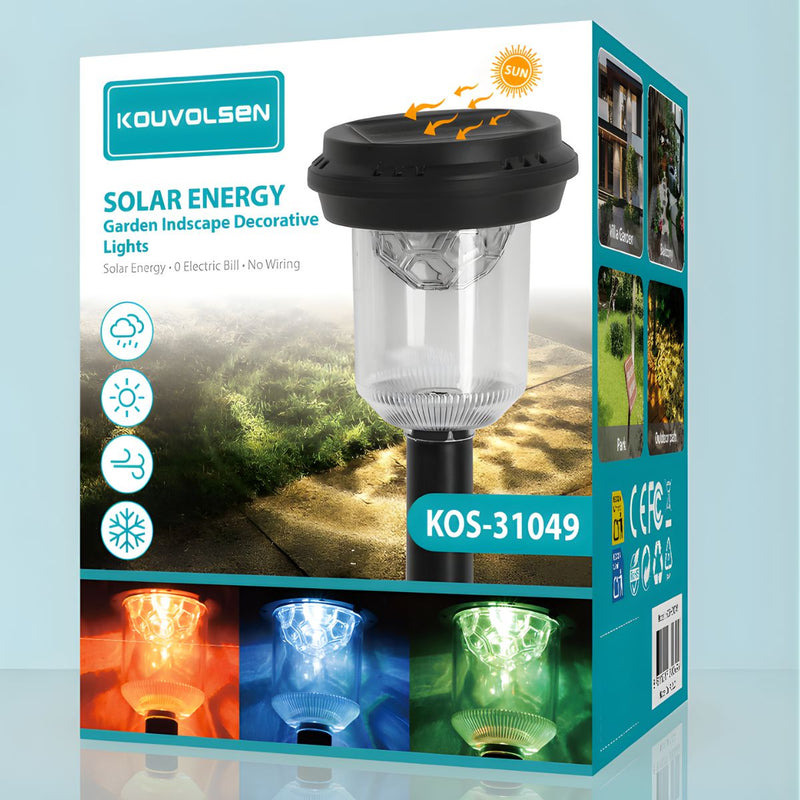Lámpara Solar LED Para Jardín Tipo Estaca Con Luz RGB. Foco para Exterior Con Carga Solar Y Encendido Automático Nocturno 0.5W.