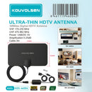 Antena HDTV Digital para televisión abierta. Alcance Hasta 80kms. Antena de TV con Soporte VHF/UHF y Amplificador De Señal. Cable De 3mts.
