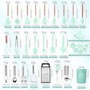 Utensilios de Cocina de Silicona y Madera. Juego de cucharones Completo de 34 Piezas Antiadherentes y Resistentes al Calor.