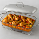 Bandeja de comida para buffet. Chafing Dish de Vidrio 3.6 L con Soporte. Bandeja rectangular para catering.