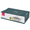 Bandeja de comida para buffet. Chafing Dish de Vidrio 3.6 L con Soporte. Bandeja rectangular para catering.