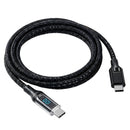 Cable USB-C a USB-C de 2M. Con display digital Ideal para Smartphones, Tablets y Laptops. Cable de carga rápida reforzado de nylon.
