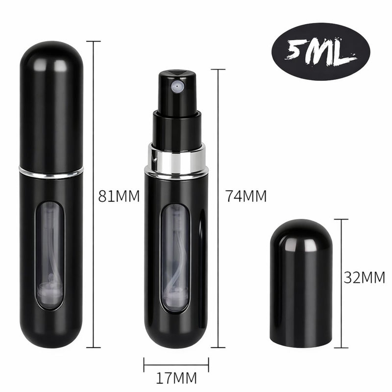 Atomizador de Perfume Recargable 5 ml Portátil. Mini Frasco Pulverizador de Metal Recargable y Compacto para Bolsillo, Bolsa o Equipaje. Color Azul Metálico