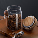 Frascos de Vidrio Herméticos para Alimentos con Tapa de Madera y Cuchara (Set de 3 piezas). Tarros de Almacenamiento. Recipientes de cocina.