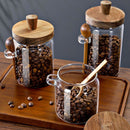 Frascos de Vidrio Herméticos para Alimentos con Tapa de Madera y Cuchara (Set de 3 piezas). Tarros de Almacenamiento. Recipientes de cocina.