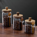 Frascos de Vidrio Herméticos para Alimentos con Tapa de Madera y Cuchara (Set de 3 piezas). Tarros de Almacenamiento. Recipientes de cocina.