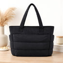 Bolso Tote Acolchado Grande Para Laptop 15.6". Bolso Universitario De Hombro Ligera Con Múltiples Bolsillos Y Capacidad 20L. Color negro.