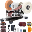 Lijadora de Banda 9000RPM con Motor 775 de Doble Eje. Afilador de Herramientas 110V con Control de 7 Velocidades. Incluye 30 Bandas de Lija y Accesorios.