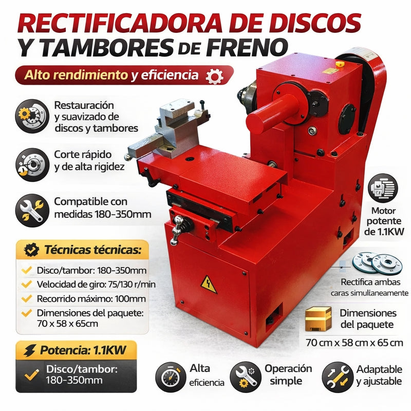 Torno máquina rectificador de discos de freno. Para rectificar tambores y discos de freno.