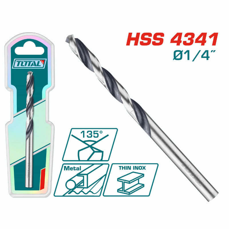 Brocas para Metal HSS 4341 Diámetro 1/4" 135°