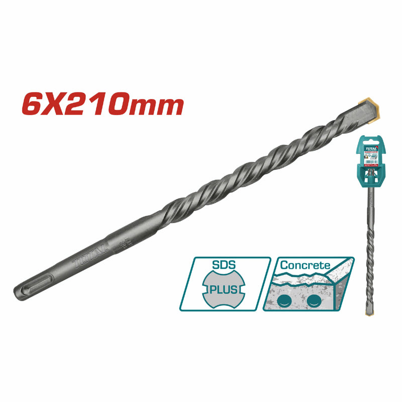 Broca SDS PLUS 6X210mm para taladro rotomartillo.