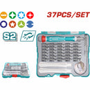Destornilladores de precision variado 37 pzas. 1 Mango de Plastico. 1 Soporte para broca con Accesorios. Ideal para Reparaciones de Móviles y Electrónica.
