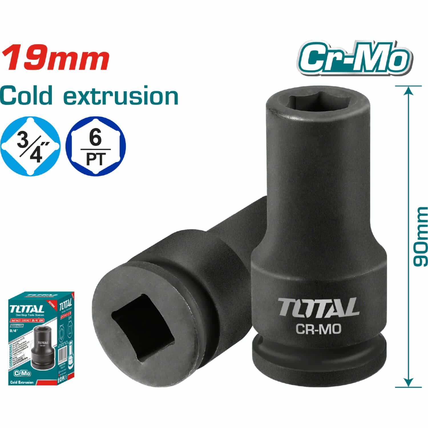 Dados sockets impacto 3/4". Material CrMo