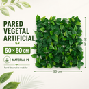 Follaje Artificial Verde Decorativo Para Pared Interior Y Exterior Con Protección UV (50x50cm)