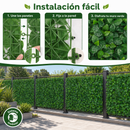 Follaje Artificial Verde Decorativo Para Pared Interior Y Exterior Con Protección UV (50x50cm)