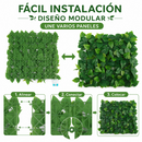 Follaje Artificial Verde Decorativo Para Pared Interior Y Exterior Con Protección UV (50x50cm)