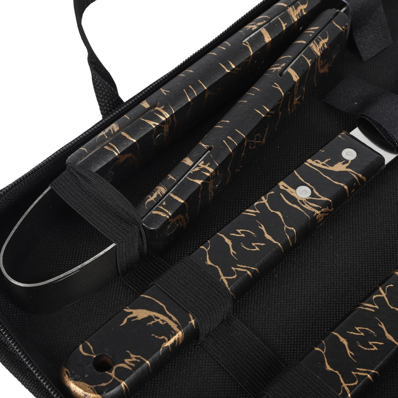 Cubiertos para  BBQ Camping al Aire Libre de acero inoxidable con estuche portátil de tela. Set de 18 piezas. Kit de Accesorios para BBQ Parrillada.