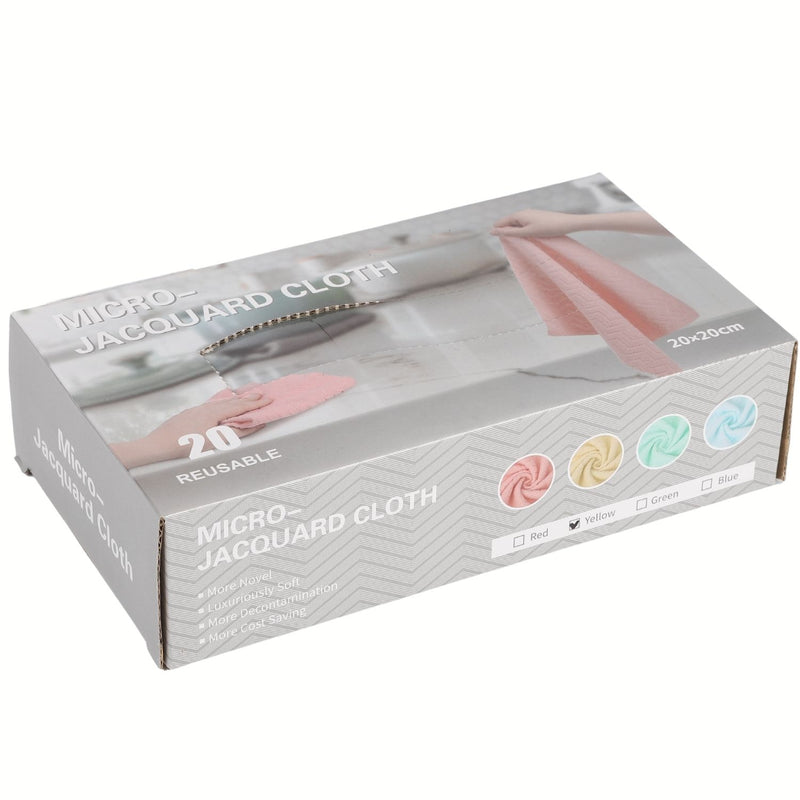 Paños de Microfibra  (Set de 20 unidades). 20cm x 20cm Amarillo. Trapos de limpieza absorbentes.