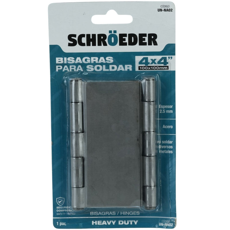 Bisagras para Soldar 4"x4"x2.5mm Superficie Natural  1 Par (2 piezas)