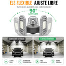 Lámpara LED Ajustable para Garaje 100W E27. Luz Blanca con Paneles Plegables 90°. Foco Bombillo para Taller, Depósito y Almacén.
