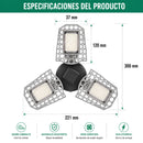 Lámpara LED Ajustable para Garaje 100W E27. Luz Blanca con Paneles Plegables 90°. Foco Bombillo para Taller, Depósito y Almacén.