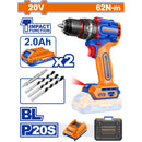 Drill Taladro Inalámbrico ½” 20V 62Nm 30,000bpm Motor sin escobillas. Incluye Batería 2.0Ah y Cargador.