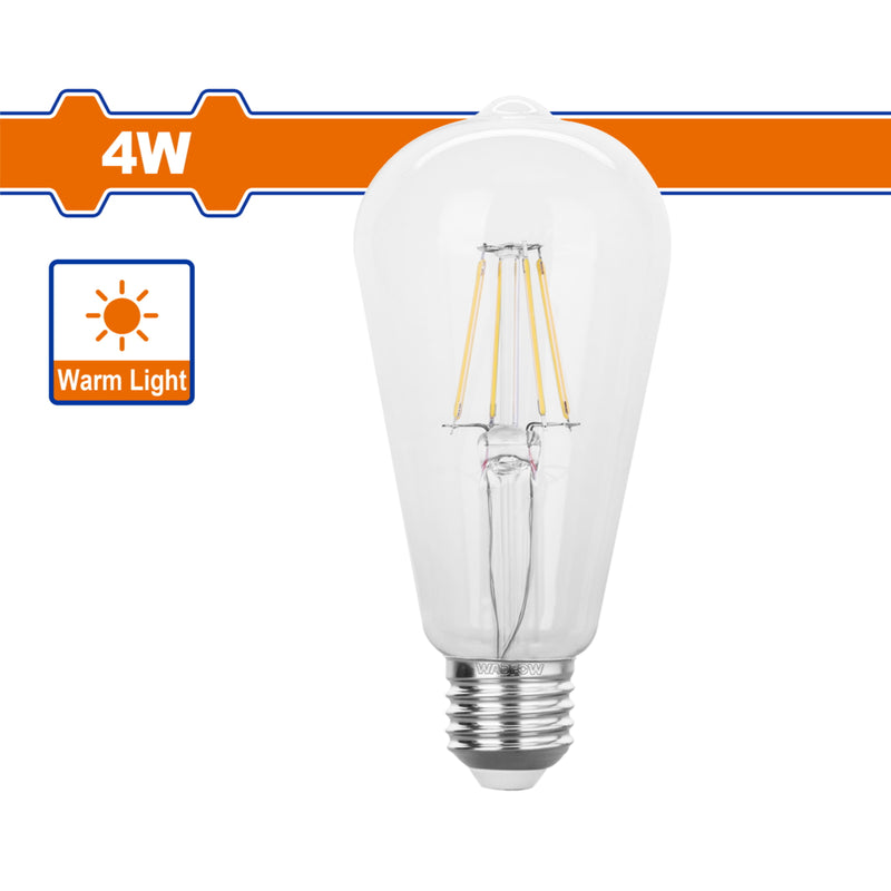 Bombillo Filamento LED 4W 2700K Luz Cálida E27 470lm 15000 horas. Foco.