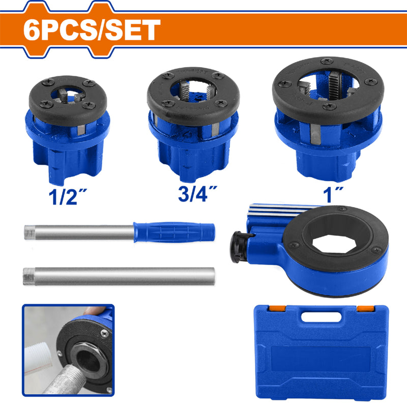 Roscador Enhebrador De Tuberías, Juego De Roscado Manual De Tuberías de Plomería 6 pzas. SET