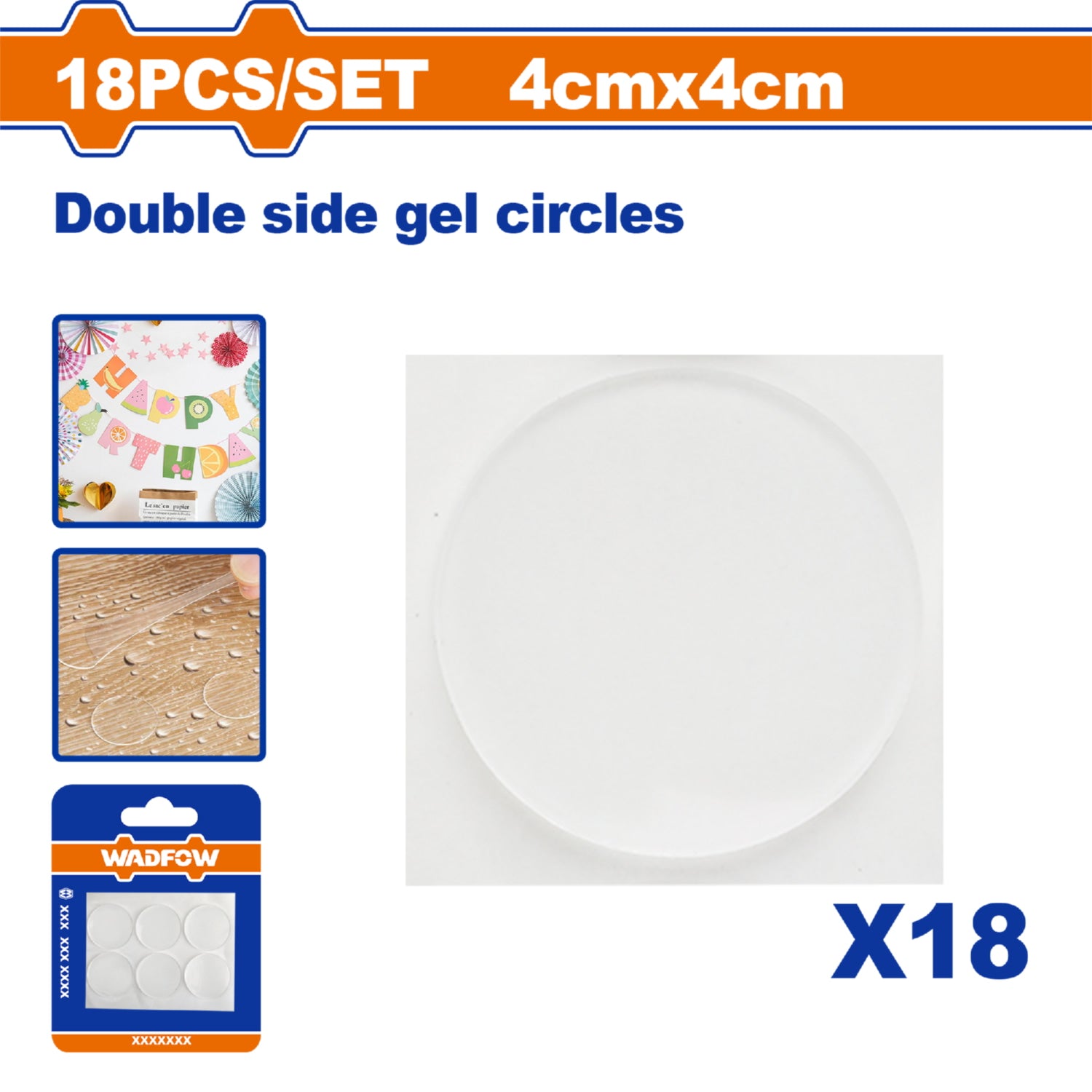 Circulos de gel doble contacto nano adhesivo 4cmx4cm Set 18 piezas. Almohadillas adhesivas.