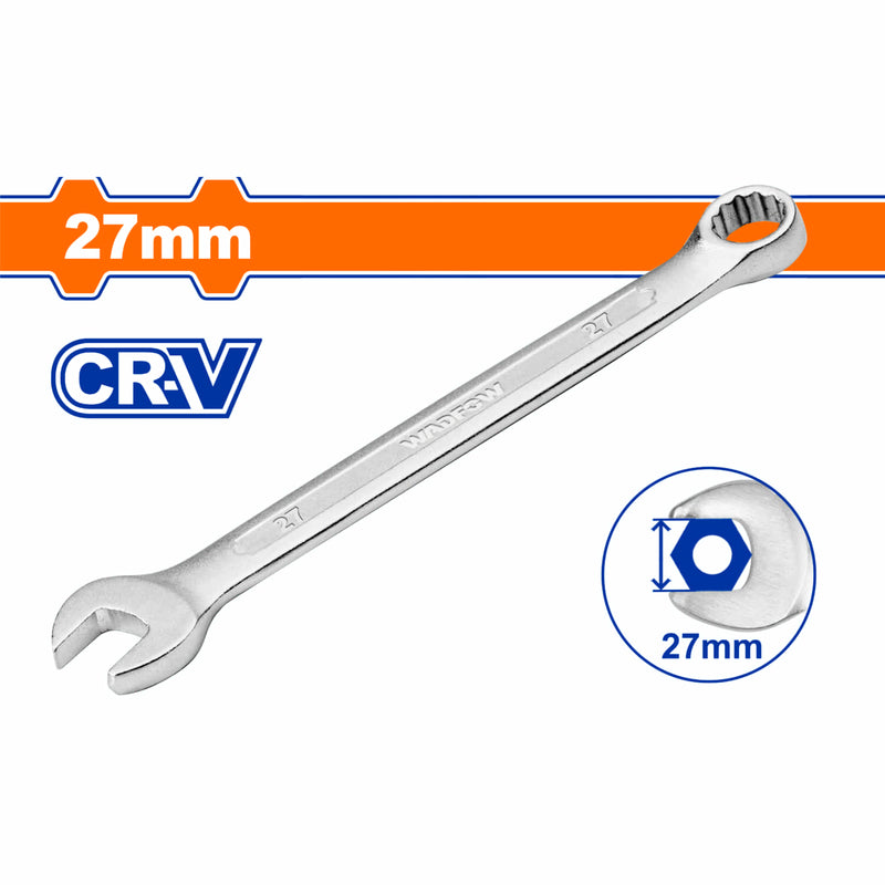 Llave de combinación 27mm. Acero Cr-V. Pulido. Long:330mm.