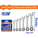 Llaves combinadas Ratchet Cr-V Tamaño: 8mm-17mm. Crmo 90t Set de 6 Piezas.